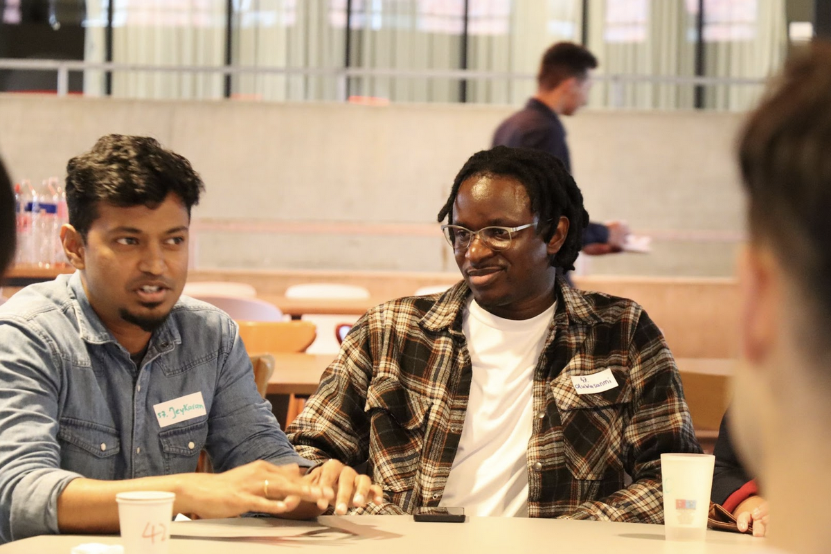 International food table display at festival